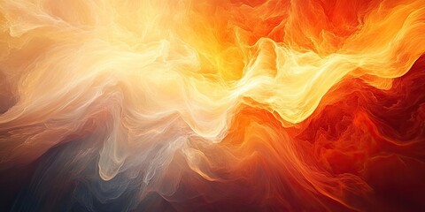 Fototapete - Abstract background featuring swirling hues of orange, red, yellow, and white with fluid textures and gradients, ideal for creative designs.