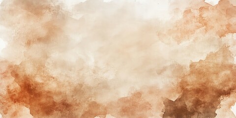 Poster - Warm brown and beige watercolor background with soft textured edges and a central area for design space, creating a vintage artistic feel.