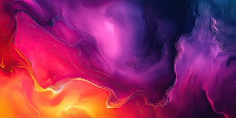 Poster - Vibrant abstract composition featuring swirling shades of purple, pink, and orange on a fluid background creating a dynamic nature-inspired feeling