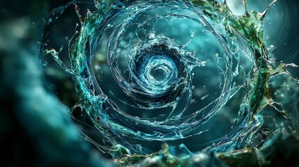 Aufkleber - Spiraling vortex of bluegreen tones abstract digital artwork and artistic inspiration