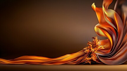 Aufkleber - Dynamic flowing fabric unveils warm brown gold essence in artistic display studio high-quality image abstract concept