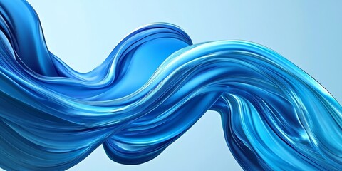 Fototapete - Flowing abstract blue wave design on a light blue background with smooth curvatures and dynamic movement creating a sense of fluidity