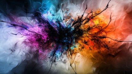 Fototapete - Dynamic abstract art vibrant energy digital canvas modern aesthetic colorful environment eye-catching viewpoint