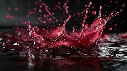 Aufkleber - Dynamic splashes of deep red liquid studio setting photography artistic environment close-up view creative concept