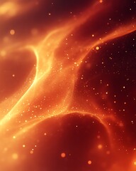 Wall Mural - abstract fiery orange and red energy swirls with glowing particles.