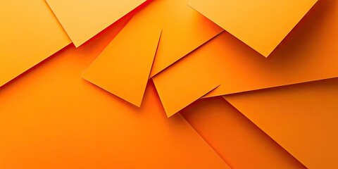 Poster - Orange layered paper composition with geometric shapes creating depth ample negative space ideal for web layouts posters and corporate designs