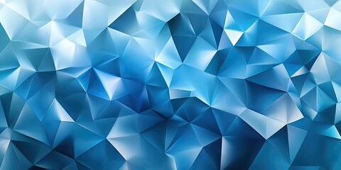 Fototapete - Blue abstract background with triangular shapes in varying shades of blue, light towards center, ideal for website banners or flyers.