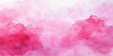 Poster - Soft pink watercolor background with vibrant splashes in deeper pink shades, abstract texture creating a calm and artistic atmosphere.