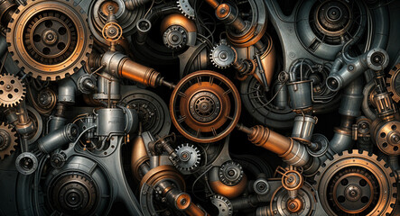 Poster - technological abstract background of lines and mechanisms structures . Generative AI
