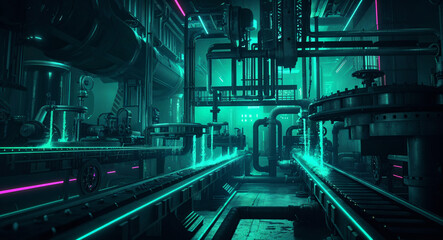 Poster - technological abstract background of lines and mechanisms structures . Generative AI