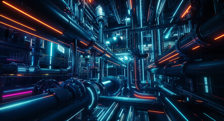 Poster - technological abstract background of lines and mechanisms structures . Generative AI