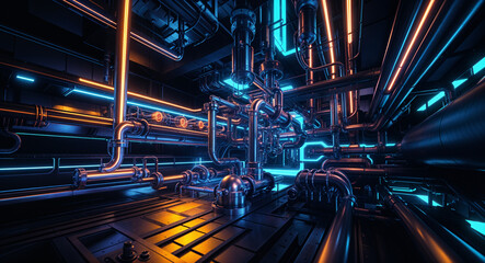 Poster - technological abstract background of lines and mechanisms structures . Generative AI