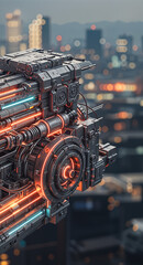 Poster - technological abstract background of lines and mechanisms structures . Generative AI