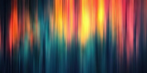Poster - Vibrant vertical motion blur abstract design with warm orange and yellow streaks against a cool blue and green backdrop ideal for backgrounds