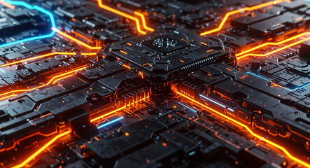 Poster - technological abstract background of lines and mechanisms structures . Generative AI