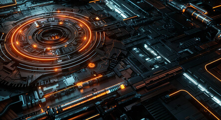 Poster - technological abstract background of lines and mechanisms structures . Generative AI