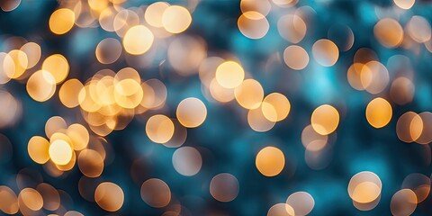 Poster - Bokeh backdrop featuring warm golden circles on a blurred teal background, creating a dreamy atmosphere with soft light effects.