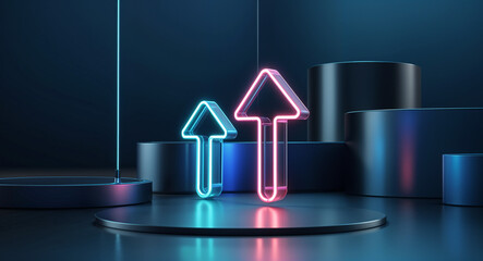 Poster - glowing neon arrow . Generative AI