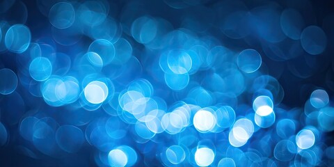 Poster - Vibrant blue bokeh background with soft glowing beams creating a dreamlike effect featuring circular highlights in varying sizes and intensities