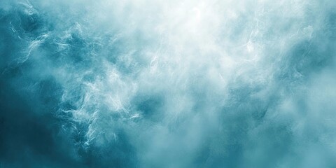 Poster - Light blue abstract foggy background with soft swirling textures creating ample copy space at the center ideal for text placement and design