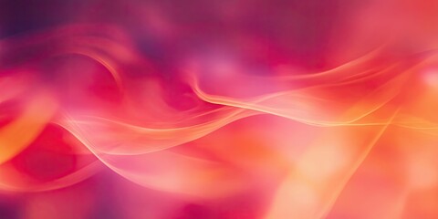 Poster - Vibrant abstract background with flowing waves in deep red, pink, and orange hues creating a soft ethereal atmosphere and smooth gradient transitions