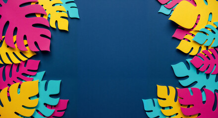 Poster - frame with paper flowers . Generative AI