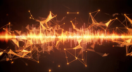 Poster -  abstract background with audio spectrum . Generative AI