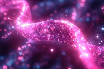 Fototapete - DNA Strands Digital Background with Glowing Effect, Generative AI