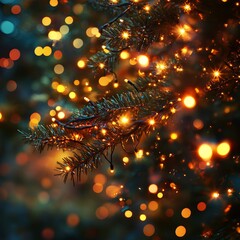 Fototapete - Christmas Digital Design Image with Glowing Lights, Generative AI
