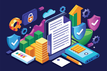 Aufkleber - a vibrant graphic showcasing various elements of enhanced document security in business improved doc