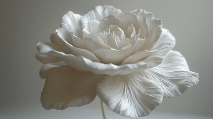 Poster - Sculptural White Rose: A Study in Light and Form