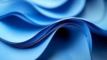 Wall Mural - a close-up of blue paper showing the smooth curve background