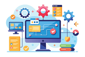 Poster - setting up concept software on a computer to enhance productivity and streamline tasks effectively i