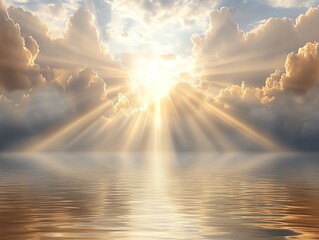 Wall Mural - serene sunset: golden rays over calm ocean