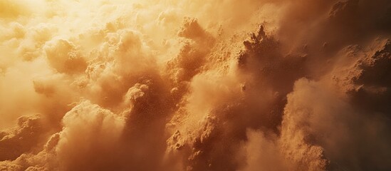 Leinwandbilder - Golden dust particles swirl in a captivating explosion, creating a stunning visual atmosphere with rich golden tones and soft smoke textures.