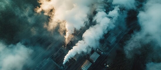 Wall Mural - Geothermal power plant generating energy with thick white steam against a dark landscape showcasing innovative technology and environmental impact