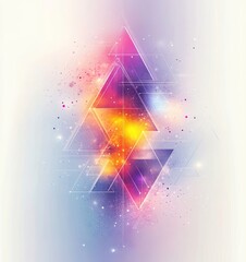 Fototapete - Abstract Light Digital Background with Geometric Shapes, Generative AI