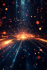Fototapete - Dark Abstract Digital Background with Glowing Elements, Generative AI