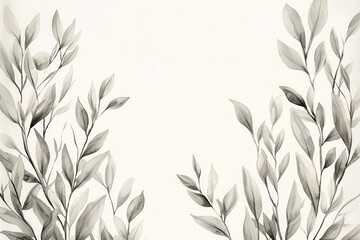 Canvas Print - Serene Botanical Background with Delicate Green Leaves and Soft Tones