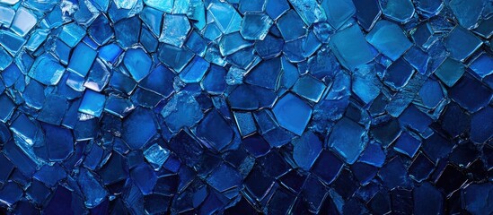 Leinwandbilder - Dynamic abstract background in shades of blue with an irregular hexagonal pattern of glossy shapes providing ample copy space for design elements.