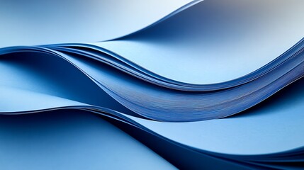Wall Mural - a close-up of blue paper showing the smooth curve background