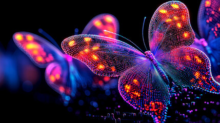 Sticker - Luminous Butterfly: A Digital Masterpiece of Nature's Beauty