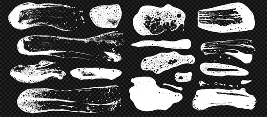 Poster - Soap texture grunge set with foam and sponge. Soapy splash clean bubble pattern with wash smear at the transparent background.