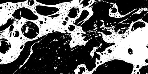 Poster - Soap texture with foam and grunge background, bubble spots, and sponge overlay. Soapy glass with clean smear pattern, bathroom shampoo, laundry detergent.