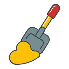 Wall Mural - Shovel Icon with yellow blade and red handle on white background