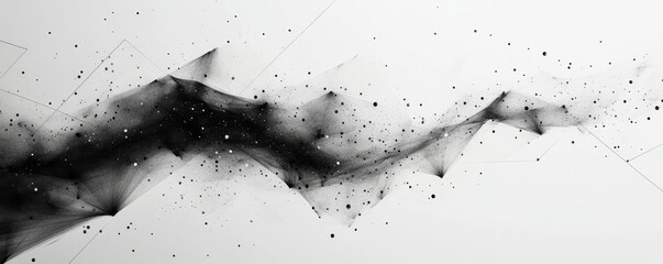 Poster - Black Ink on White Digital Background with Geometric Patterns, Generative AI