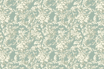 Poster - Floral Toile Tapestry Pattern. Vintage botanical wallpaper pattern. Background image. Created with Generative AI technology