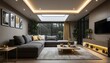 © Brother Stocks - Modern Living Room Design With Gray Sofa And Gold Accents