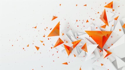 Poster - A vibrant abstract graphic design featuring dynamic orange triangles against a clean white background, perfect for creative projects and modern aesthetics.