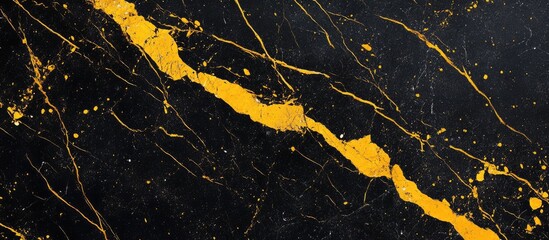 Leinwandbilder - Elegant black marble background with striking golden veins and splatters on the left side, ideal for luxury design and decor applications.